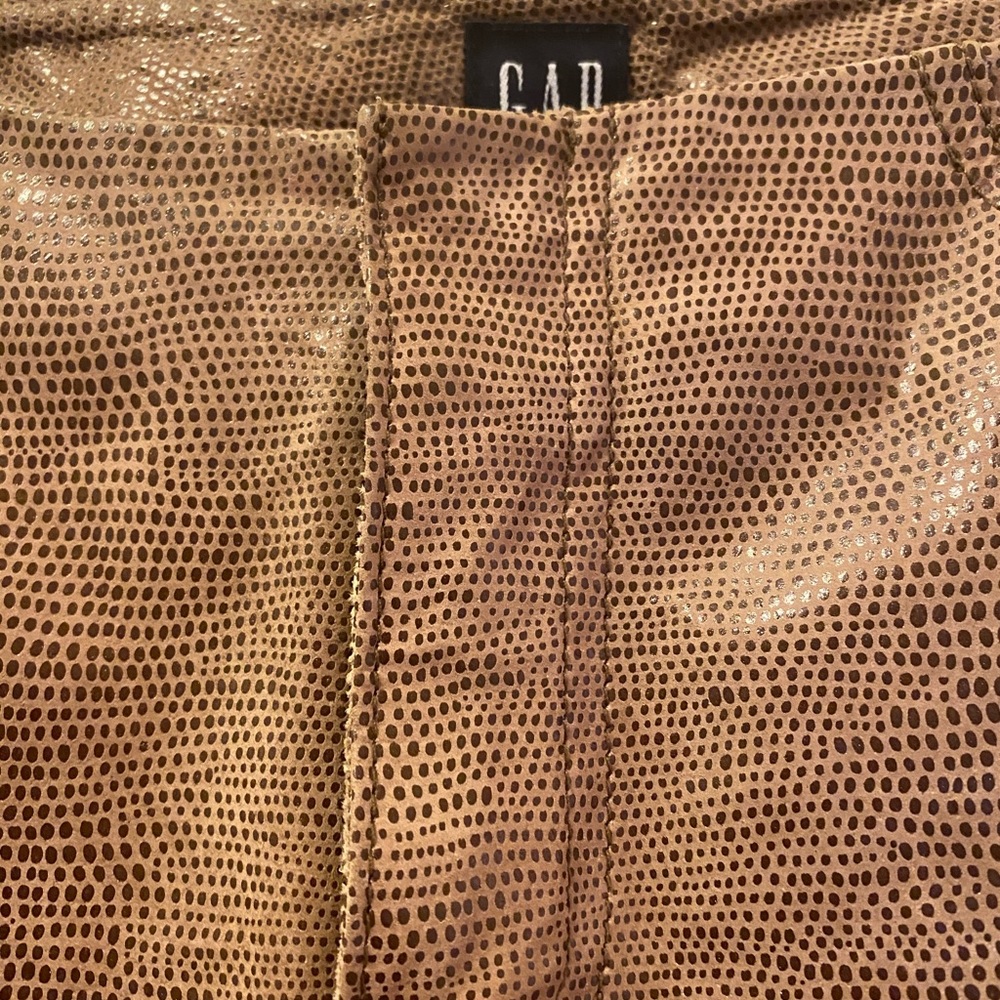 Genuine leather pant subtle animal print sz 2 tan